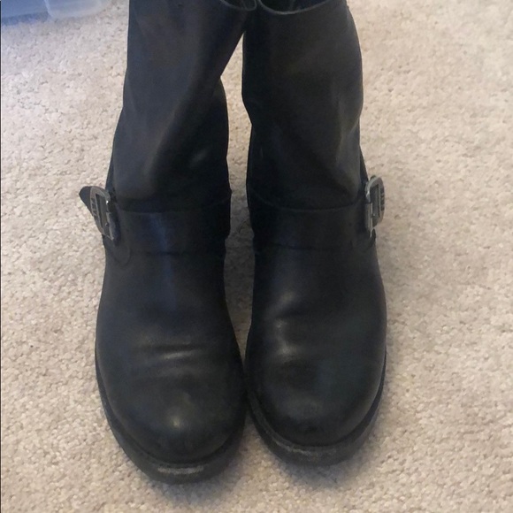 COPY - Veronica Shortie Frye Black Leather Boots - Picture 5 of 9